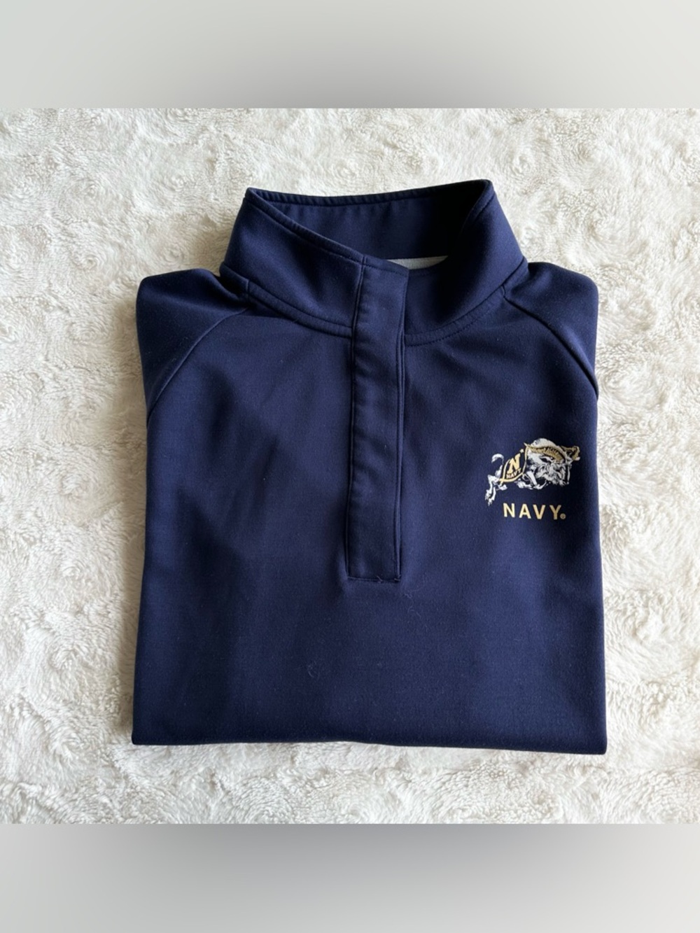 USNA Naval Academy Sweatshirt Pullover Womens Medium Navy Blue Ram 1/4 Snap UA